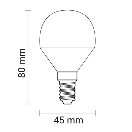 LED lemputė E14 G45 6W, šalta balta šviesa