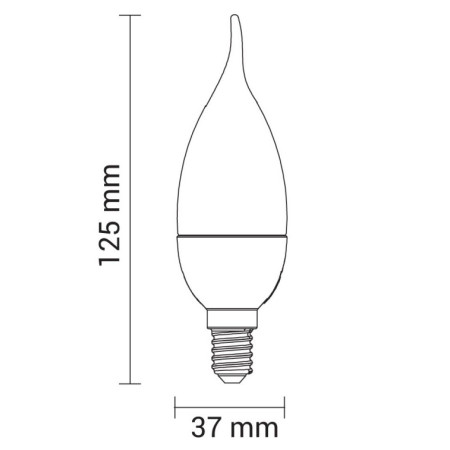 LED lemputė E14 C37 6W, neutrali balta šviesa