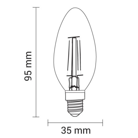 LED lemputė E14 C35 4W, neutrali balta šviesa
