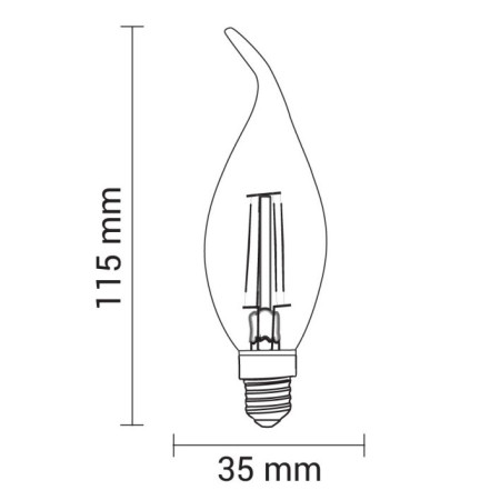 LED lemputė E14 C35 4W, tip, šalta balta šviesa