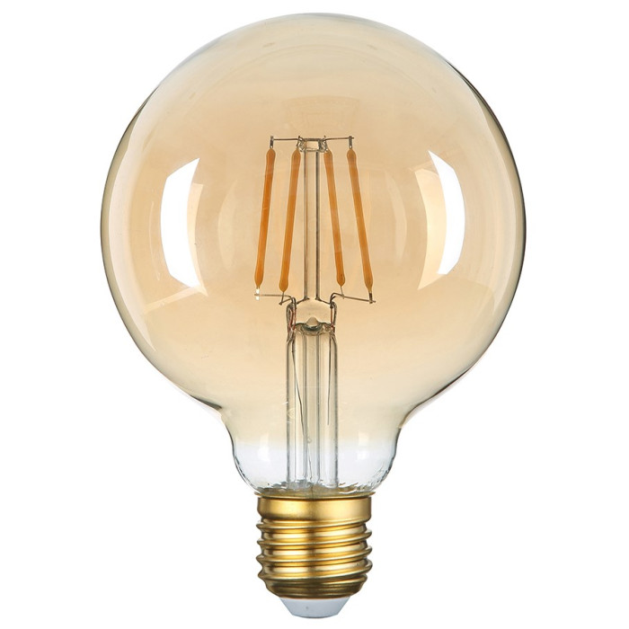 LED lemputė E27 G95 4W, auksinė, šilta balta šviesa