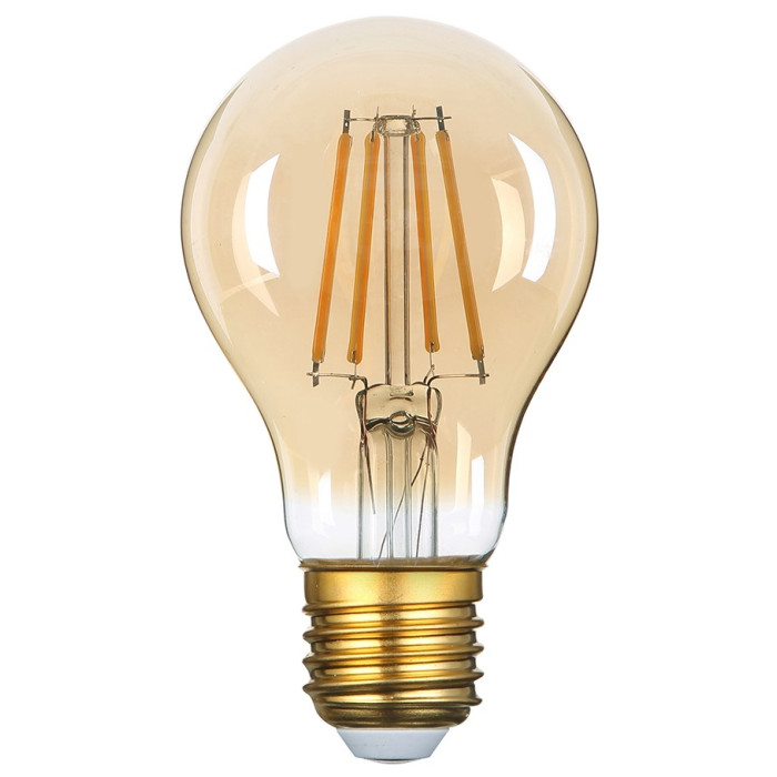 LED lemputė E27 A60 8W, auksinė, šilta balta šviesa