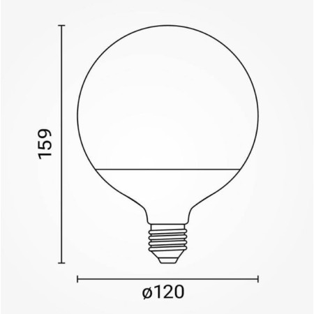 LED lemputė E27 G120 18W, šilta balta šviesa