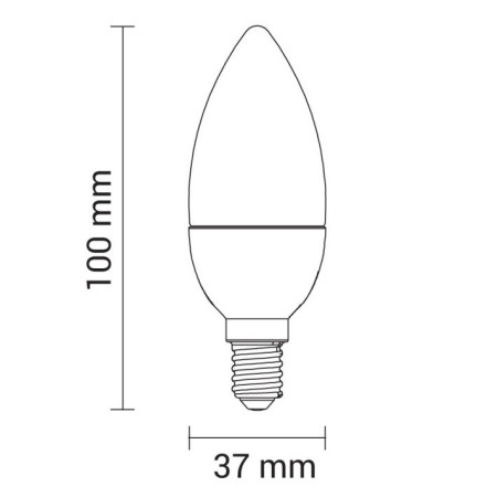 LED lemputė E14 C37 5.5W, šilta balta šviesa