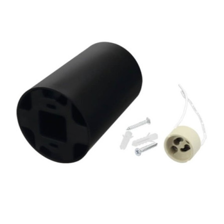 LED taškinis šviestuvas, 10W, apvalus, plastikinis, juodas